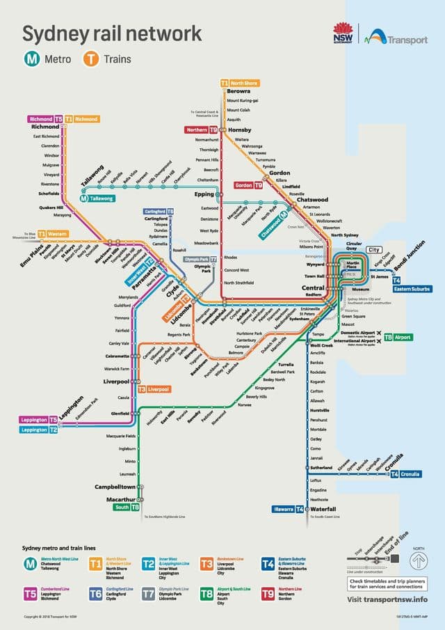 Plan des stations de metro de Sydney