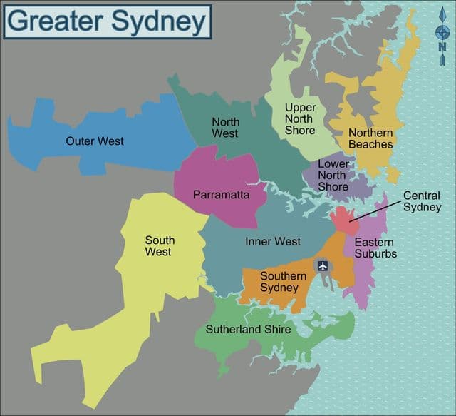 Plan des quartiers de Sydney