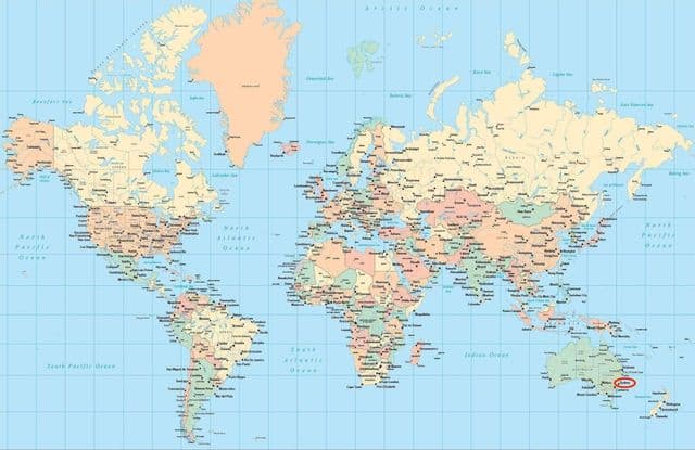 Ville de Sydney sur la carte du monde